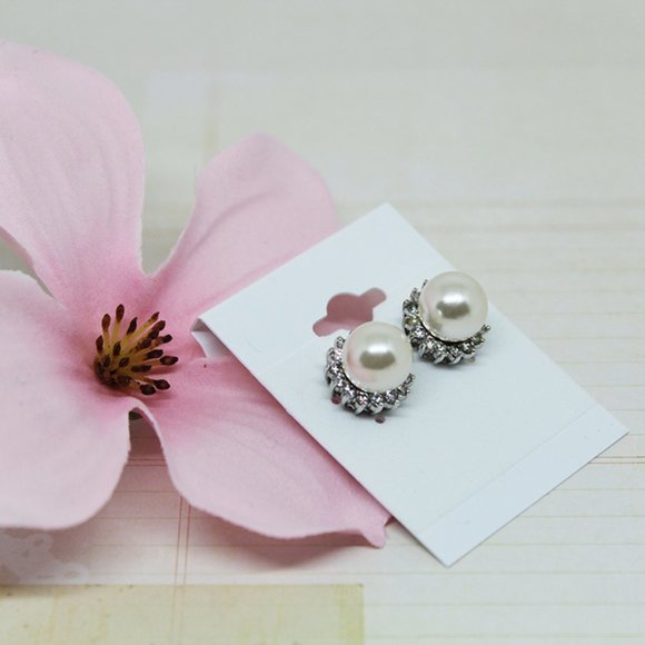 Jewelry - Faux pearl and diamond earrings